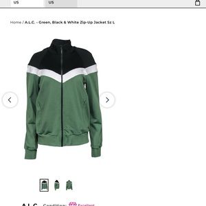 A.L.C. - Green, Black & White Zip-Up Jacket